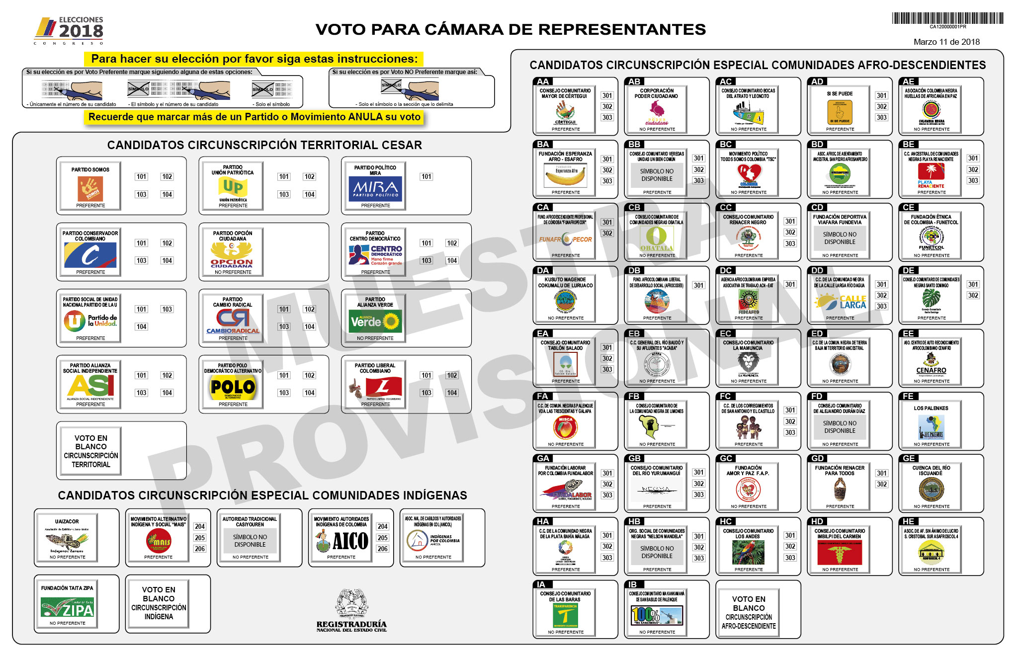 Conozca El Tarjetón Para Votar En Las Elecciones A Congreso En Cesar El PaÍs Vallenato 4660