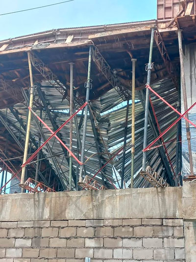 Part of the structure under construction at the CASD school collapsed